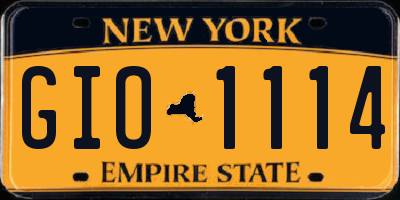 NY license plate GIO1114