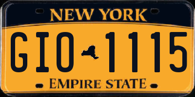 NY license plate GIO1115