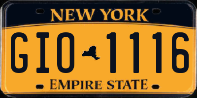 NY license plate GIO1116