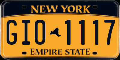 NY license plate GIO1117