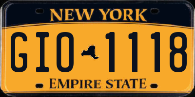 NY license plate GIO1118