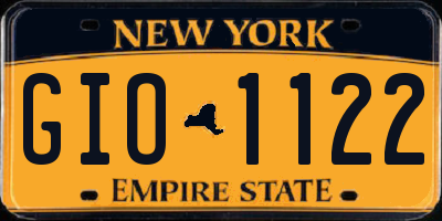 NY license plate GIO1122