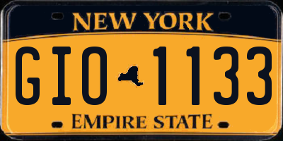 NY license plate GIO1133