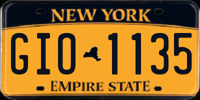 NY license plate GIO1135