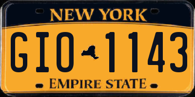 NY license plate GIO1143