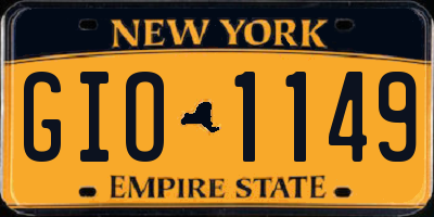 NY license plate GIO1149
