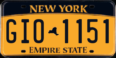 NY license plate GIO1151