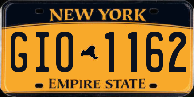 NY license plate GIO1162