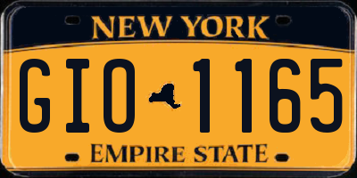NY license plate GIO1165