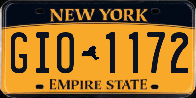 NY license plate GIO1172