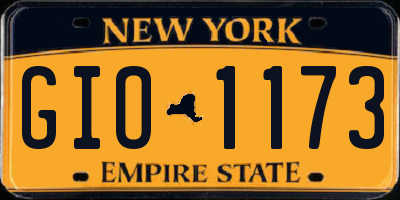 NY license plate GIO1173