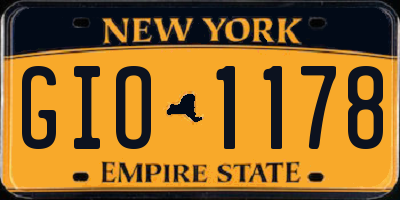 NY license plate GIO1178
