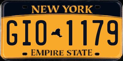 NY license plate GIO1179