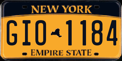 NY license plate GIO1184