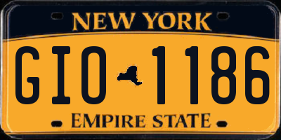 NY license plate GIO1186
