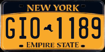 NY license plate GIO1189