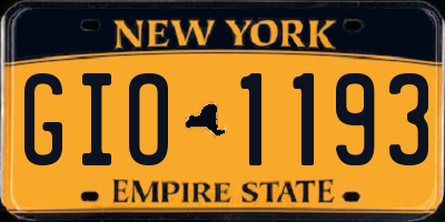 NY license plate GIO1193