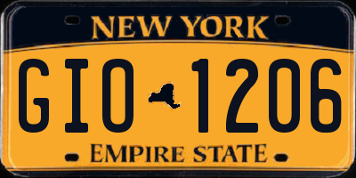 NY license plate GIO1206
