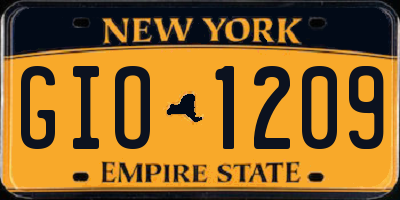 NY license plate GIO1209