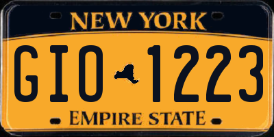 NY license plate GIO1223