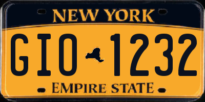 NY license plate GIO1232