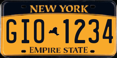 NY license plate GIO1234
