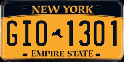 NY license plate GIO1301