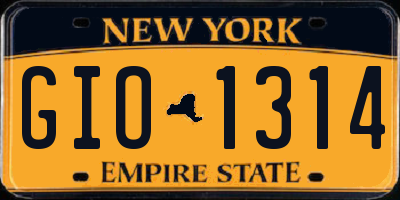 NY license plate GIO1314