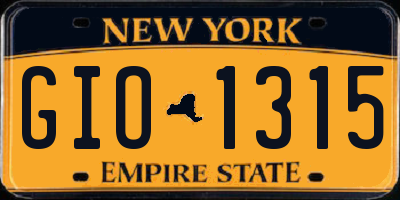 NY license plate GIO1315