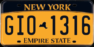 NY license plate GIO1316