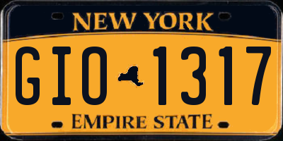 NY license plate GIO1317