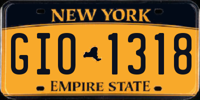 NY license plate GIO1318