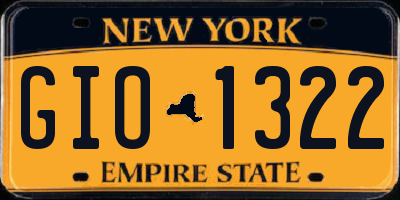 NY license plate GIO1322