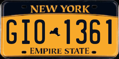 NY license plate GIO1361