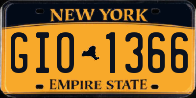 NY license plate GIO1366