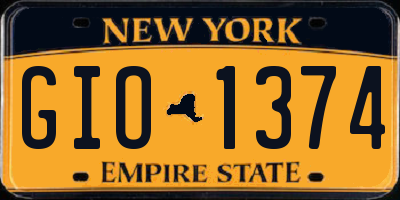 NY license plate GIO1374