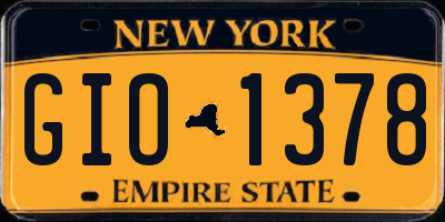 NY license plate GIO1378