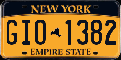 NY license plate GIO1382