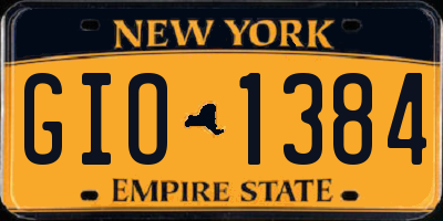 NY license plate GIO1384