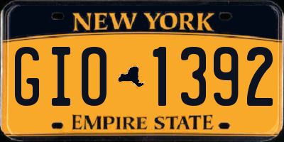 NY license plate GIO1392