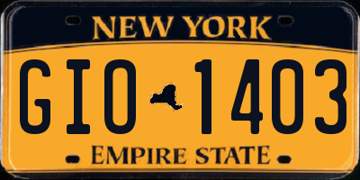 NY license plate GIO1403