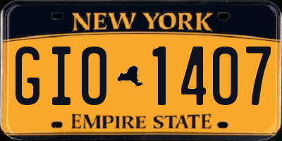 NY license plate GIO1407