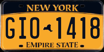 NY license plate GIO1418