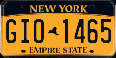 NY license plate GIO1465