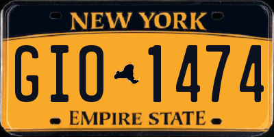NY license plate GIO1474