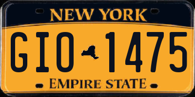 NY license plate GIO1475