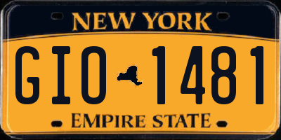 NY license plate GIO1481