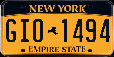 NY license plate GIO1494