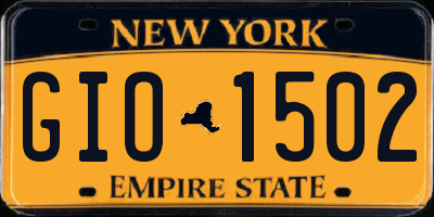 NY license plate GIO1502