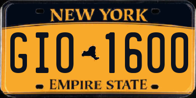 NY license plate GIO1600